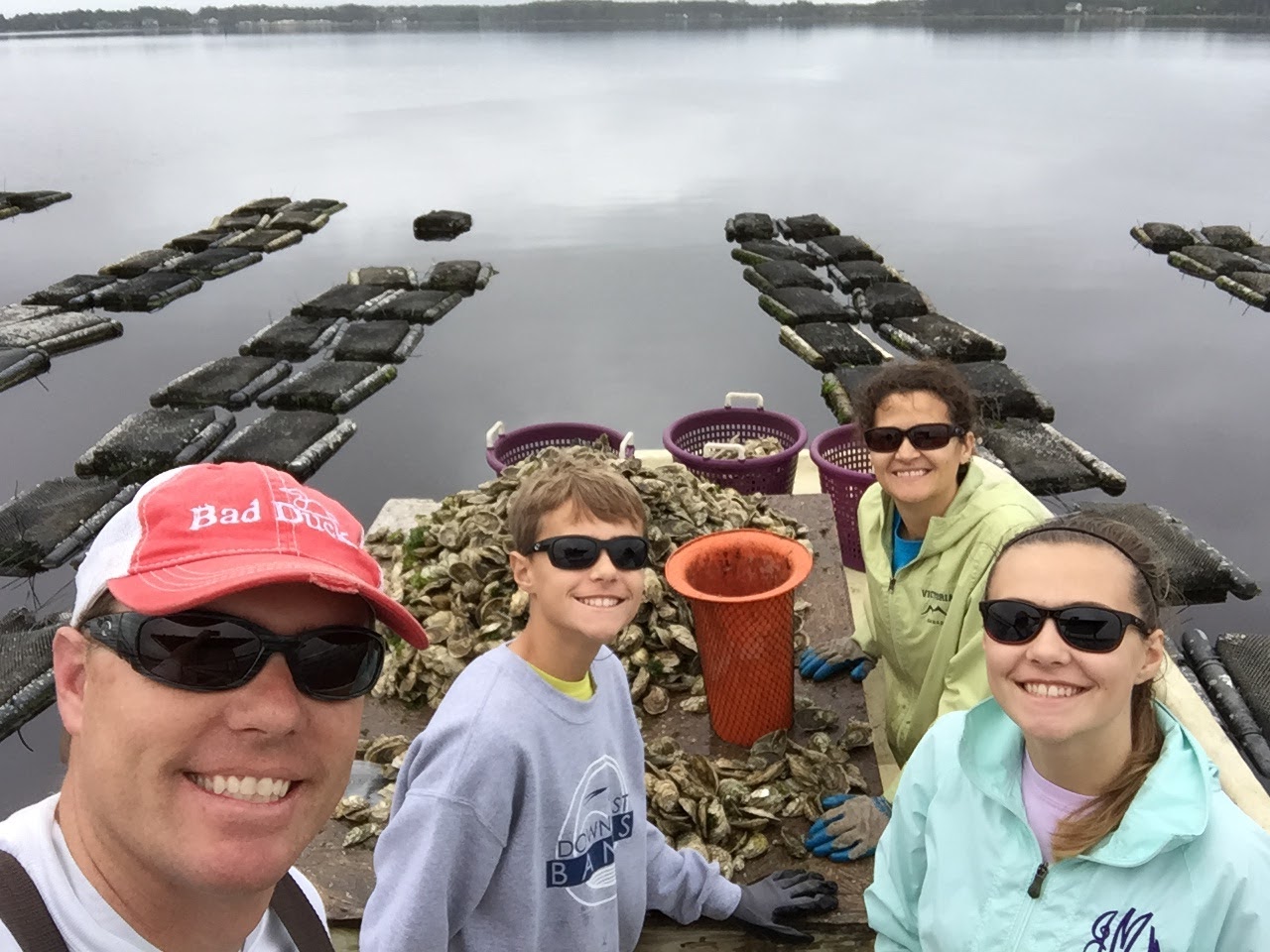 James and family culling oysters